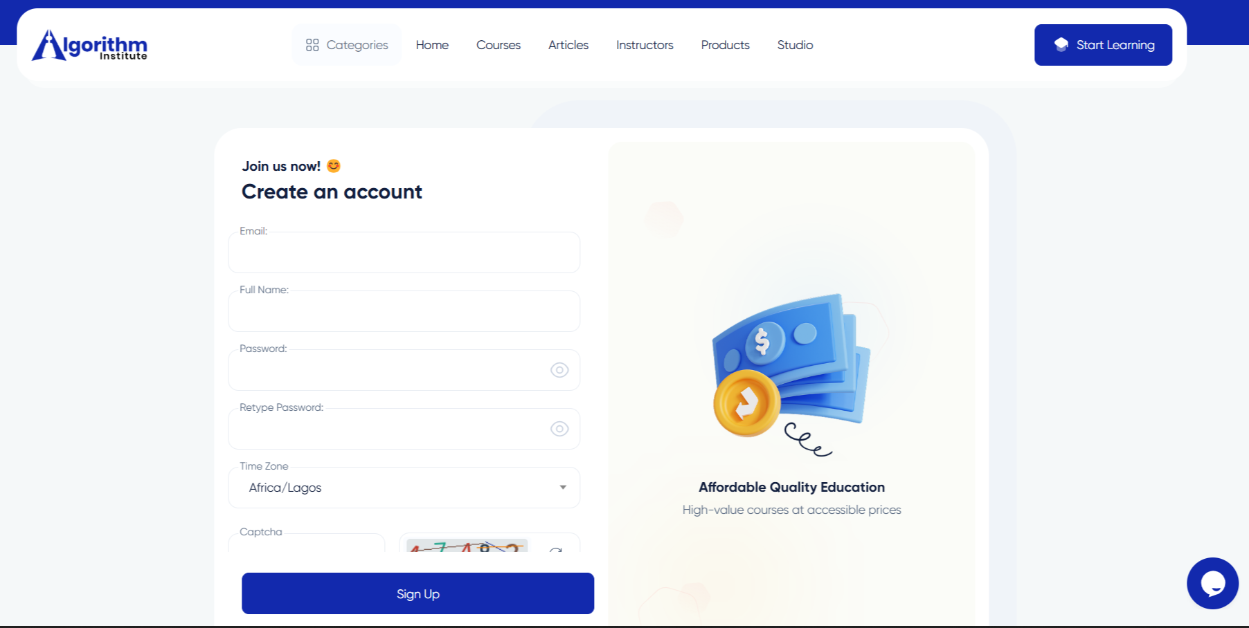 How to Create an Account on Algorithm Institute